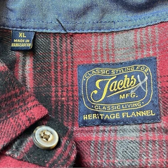Jachs Brawny Flannel Red Black Gray Plaid Shirt Size XL - Picture 3 of 10